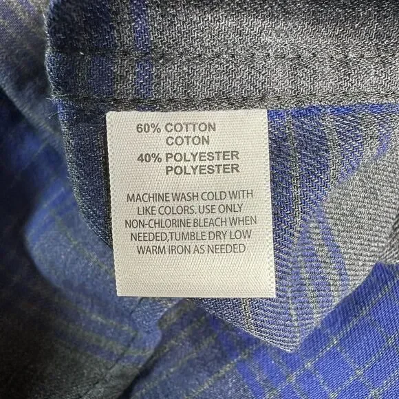 NEW Haggar Mens Size Large Blue Gray Plaid Woven Button Up Long Sleeve Shirt NWT - Picture 7 of 7